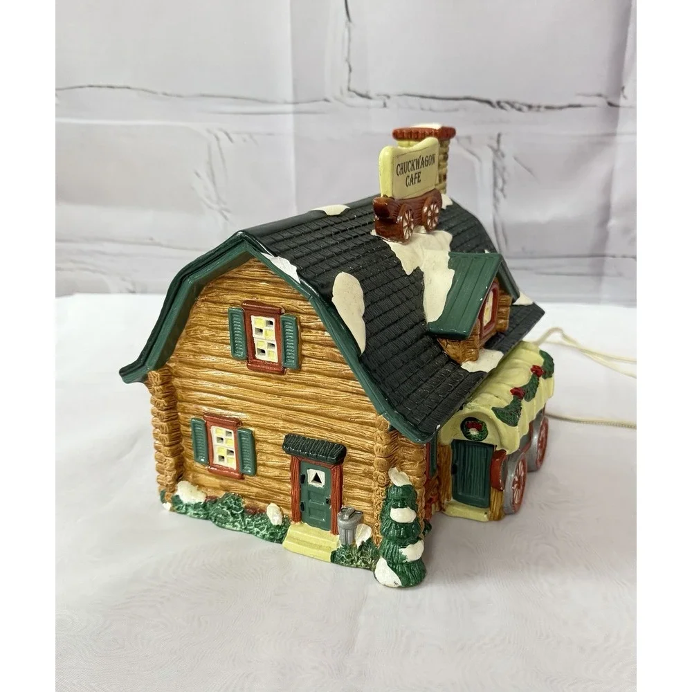 Vintage 1995 Santa's Best Chuck WagonCafe Illuminated Christmas Village Holiday